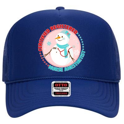 CRNA Snowlady Nurse Anesthetists High Crown Mesh Back Trucker Hat