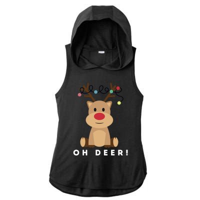 Christmas Reindeer Oh Deer Christmas Lights Gift Ladies PosiCharge Tri-Blend Wicking Draft Hoodie Tank