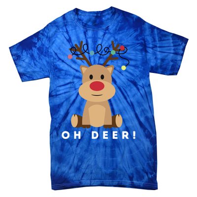 Christmas Reindeer Oh Deer Christmas Lights Gift Tie-Dye T-Shirt