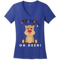 Christmas Reindeer Oh Deer Christmas Lights Gift Women's V-Neck T-Shirt