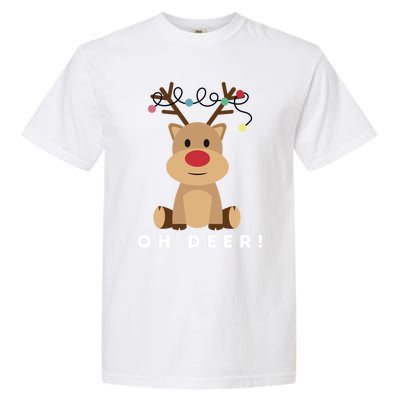 Christmas Reindeer Oh Deer Christmas Lights Gift Garment-Dyed Heavyweight T-Shirt