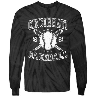 Cincinnati Retro Ohio Vintage Baseball Pride US State Tie-Dye Long Sleeve Shirt