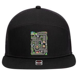 Car Road On Dad Back Fathers Day Play With Son 7 Panel Mesh Trucker Snapback Hat