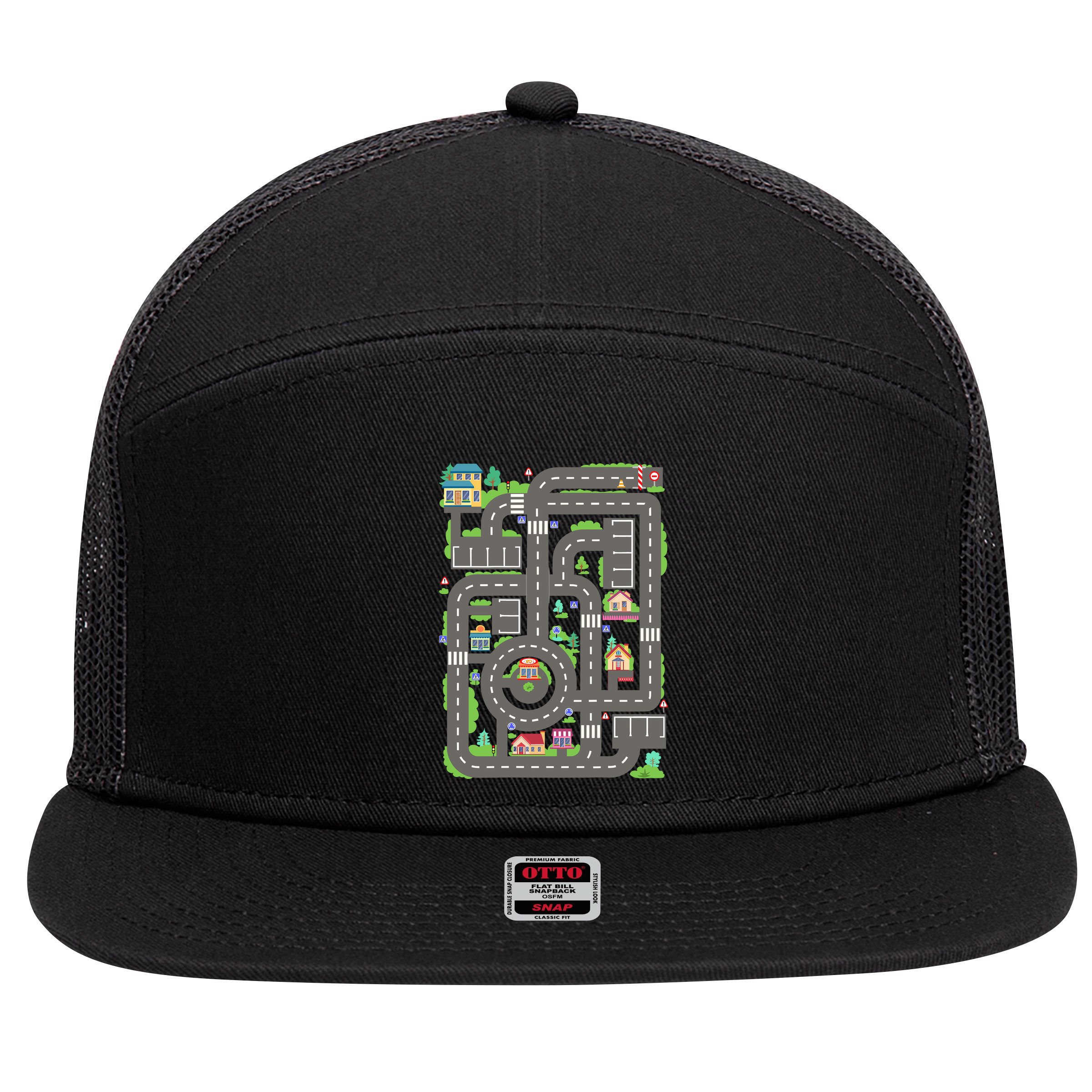 Car Road On Dad Back Fathers Day Play With Son 7 Panel Mesh Trucker Snapback Hat