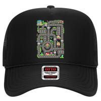 Car Road On Dad Back Fathers Day Play With Son High Crown Mesh Back Trucker Hat