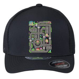 Car Road On Dad Back Fathers Day Play With Son Flexfit Unipanel Trucker Cap