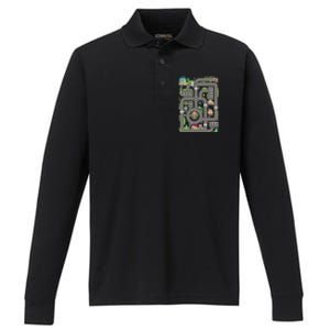 Car Road On Dad Back Fathers Day Play With Son Performance Long Sleeve Polo