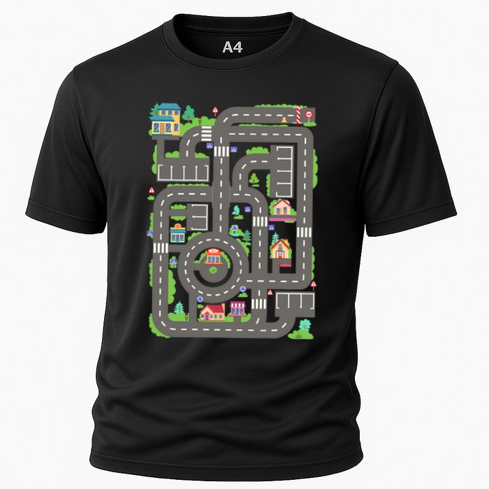 Car Road On Dad Back Fathers Day Play With Son Cooling Performance Crew T-Shirt