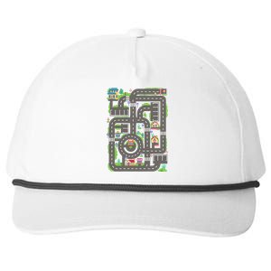 Car Road On Dad Back Fathers Day Play With Son Snapback Five-Panel Rope Hat