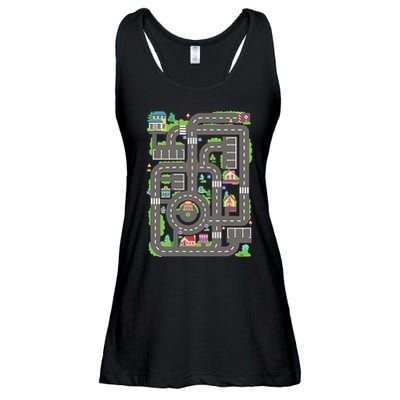 Car Road On Dad Back Fathers Day Play With Son Ladies Essential Flowy Tank