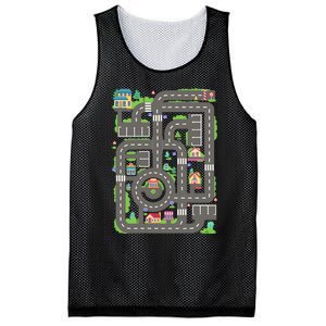 Car Road On Dad Back Fathers Day Play With Son Mesh Reversible Basketball Jersey Tank