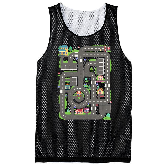 Car Road On Dad Back Fathers Day Play With Son Mesh Reversible Basketball Jersey Tank