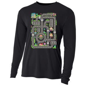 Car Road On Dad Back Fathers Day Play With Son Cooling Performance Long Sleeve Crew