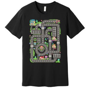 Car Road On Dad Back Fathers Day Play With Son Premium T-Shirt