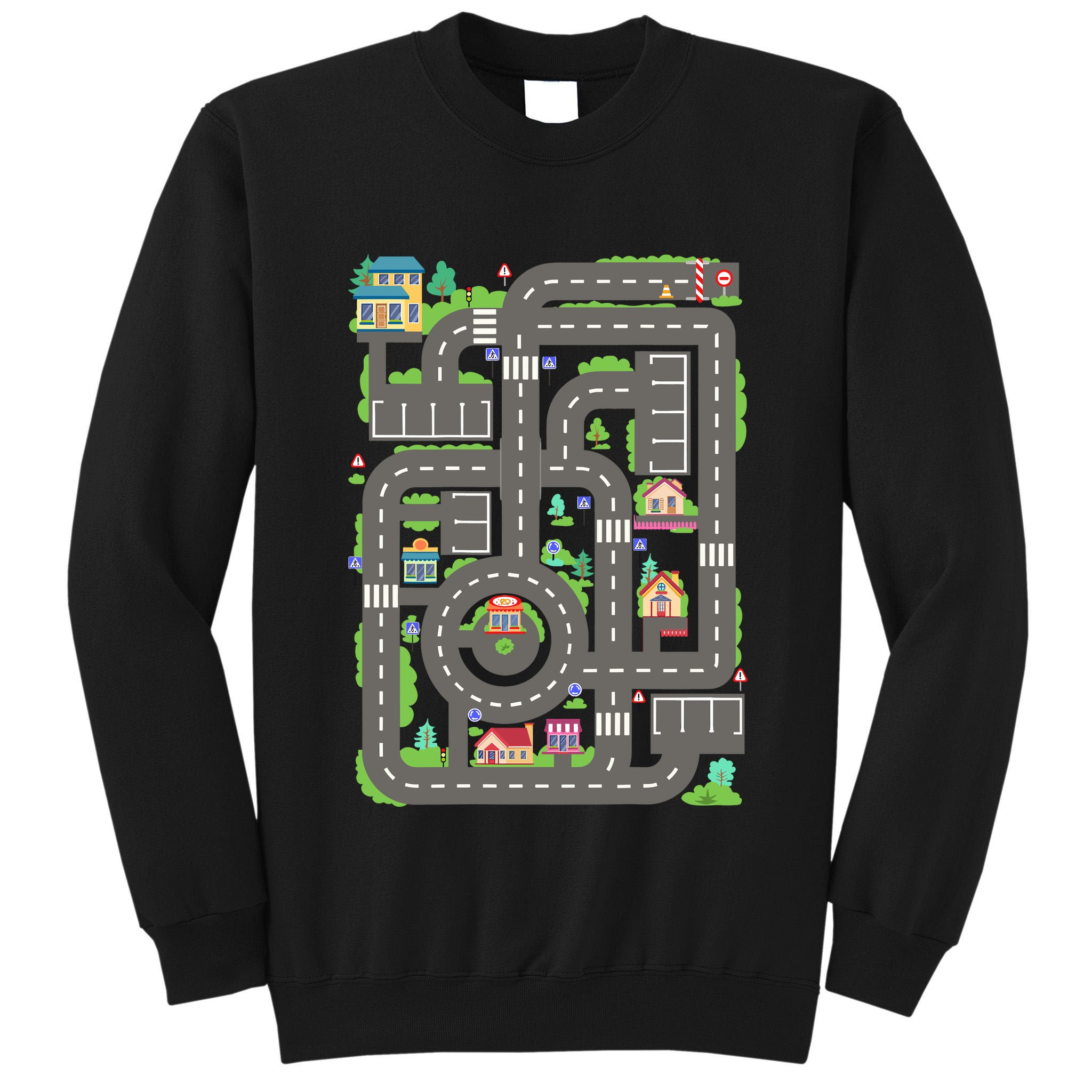 Car Road On Dad Back Fathers Day Play With Son Tall Sweatshirt