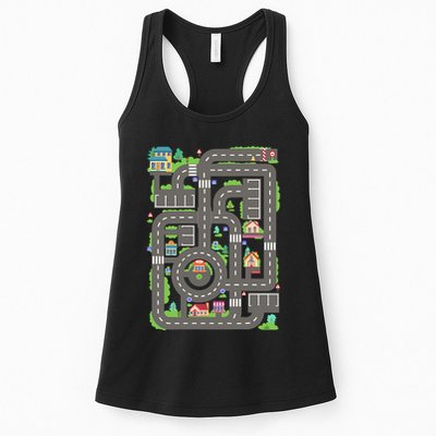 Car Road On Dad Back Fathers Day Play With Son Womens Tank Top