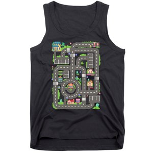 Car Road On Dad Back Fathers Day Play With Son Tank Top