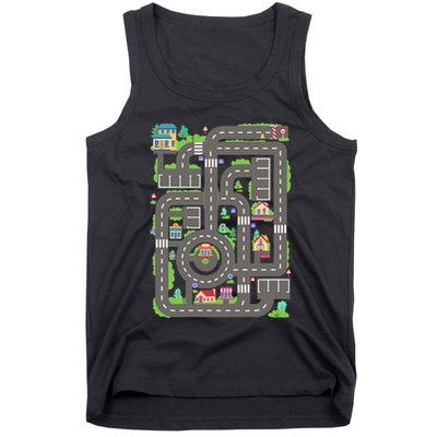Car Road On Dad Back Fathers Day Play With Son Tank Top