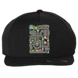 Car Road On Dad Back Fathers Day Play With Son Wool Snapback Cap