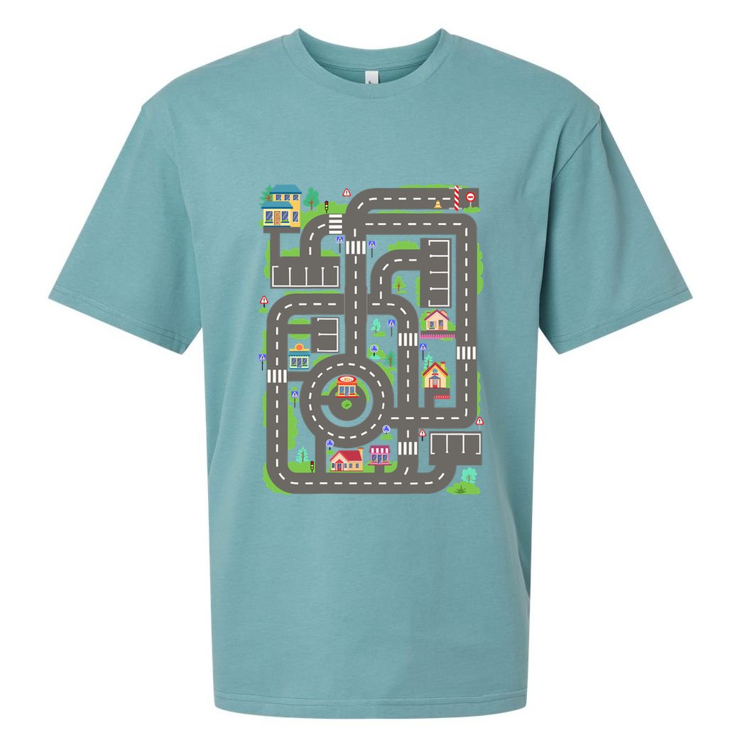 Car Road On Dad Back Fathers Day Play With Son Sueded Cloud Jersey T-Shirt