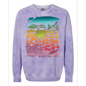 Cool Rainbow Ocean Sea Life Colorblast Crewneck Sweatshirt