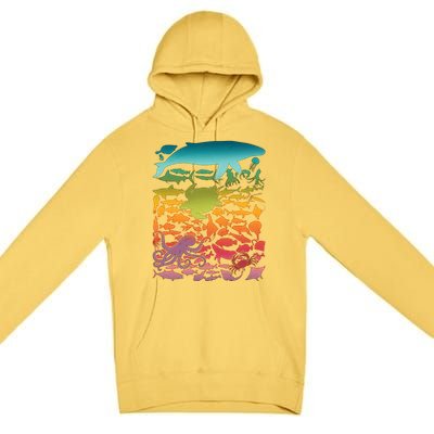 Cool Rainbow Ocean Sea Life Premium Pullover Hoodie