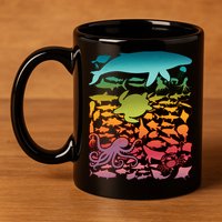 Cool Rainbow Ocean Sea Life 11oz C Handle Ceramic Mug