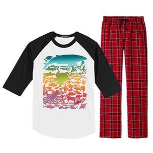 Cool Rainbow Ocean Sea Life Raglan Sleeve Pajama Set