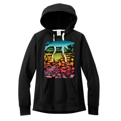 Cool Rainbow Ocean Sea Life Women's Fleece Hoodie