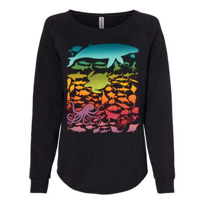 Cool Rainbow Ocean Sea Life Womens California Wash Sweatshirt