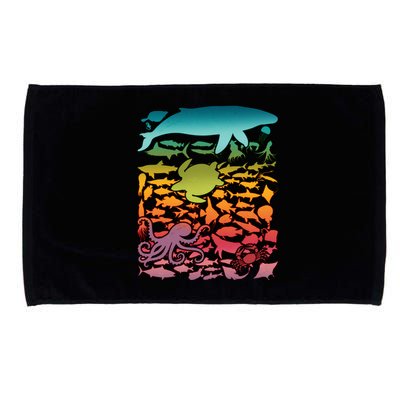 Cool Rainbow Ocean Sea Life Microfiber Hand Towel