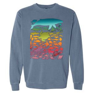 Cool Rainbow Ocean Sea Life Garment-Dyed Sweatshirt