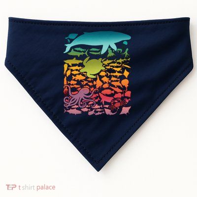 Cool Rainbow Ocean Sea Life USA-Made Doggie Bandana