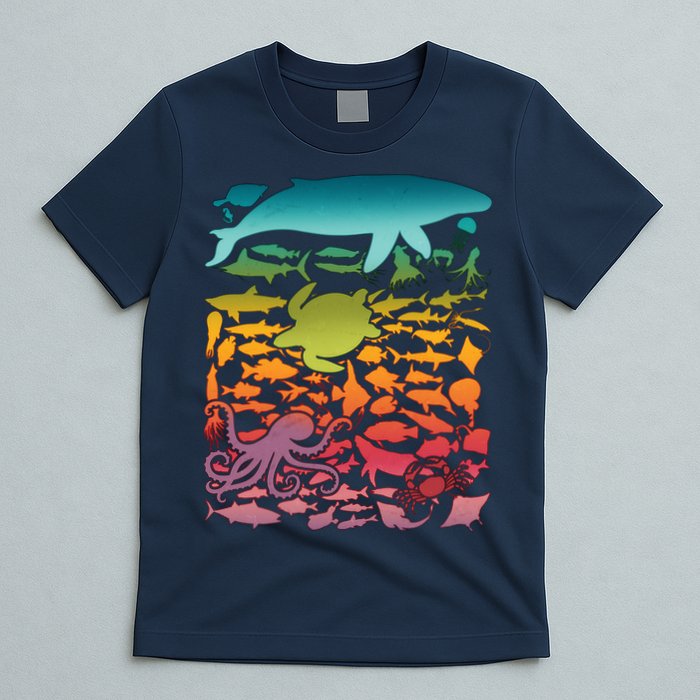 Cool Rainbow Ocean Sea Life T-Shirt
