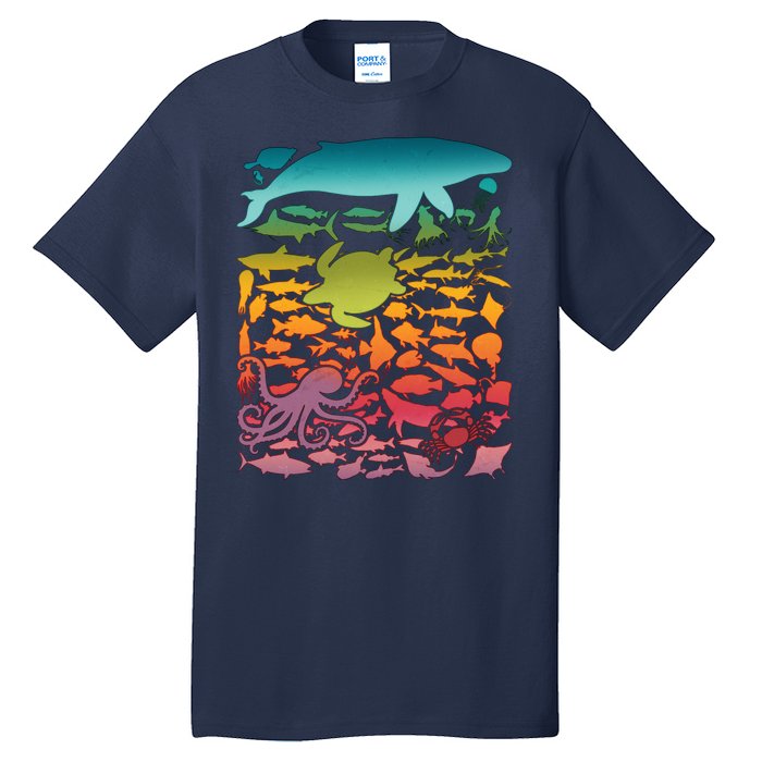 Cool Rainbow Ocean Sea Life Tall T-Shirt