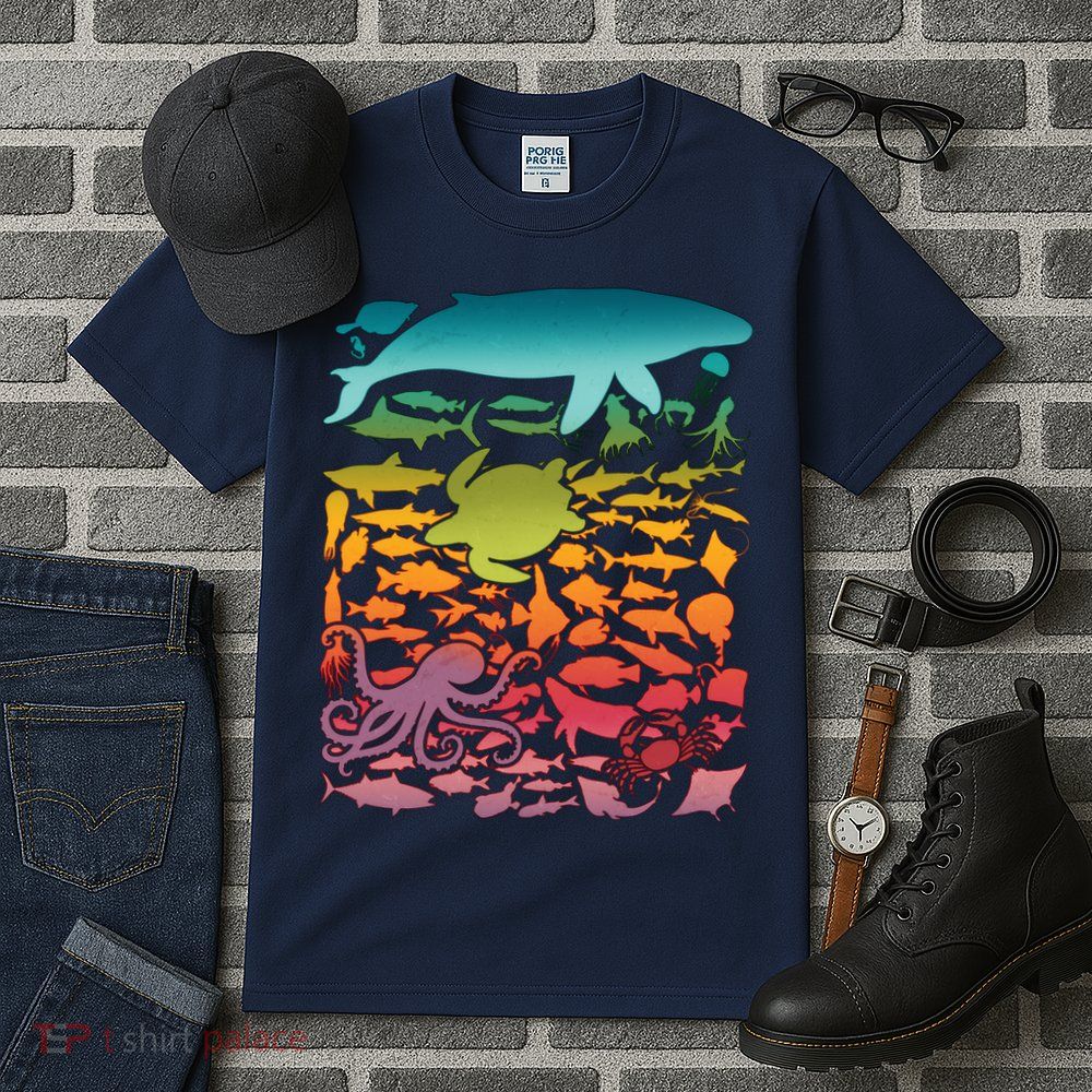 Cool Rainbow Ocean Sea Life Tall T-Shirt