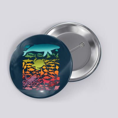 Cool Rainbow Ocean Sea Life Button