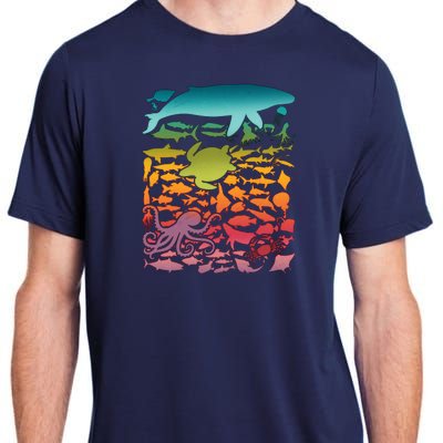 Cool Rainbow Ocean Sea Life Adult ChromaSoft Performance T-Shirt