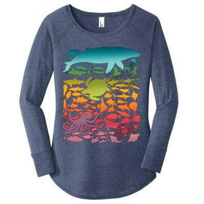 Cool Rainbow Ocean Sea Life Women's Perfect Tri Tunic Long Sleeve Shirt