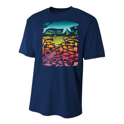 Cool Rainbow Ocean Sea Life Youth Performance Sprint T-Shirt