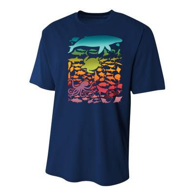 Cool Rainbow Ocean Sea Life Youth Performance Sprint T-Shirt