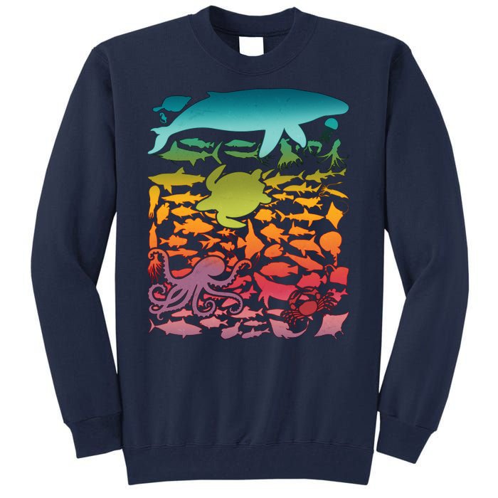 Cool Rainbow Ocean Sea Life Tall Sweatshirt