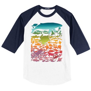 Cool Rainbow Ocean Sea Life Baseball Sleeve Shirt