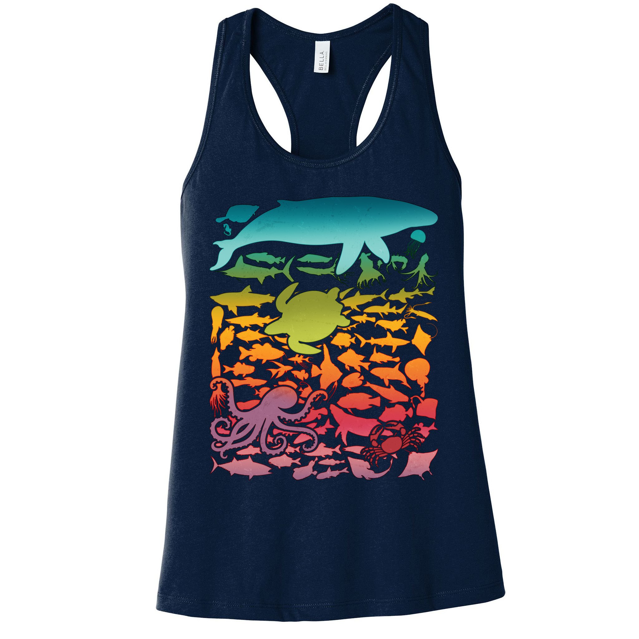 Cool Rainbow Ocean Sea Life Womens Tank Top