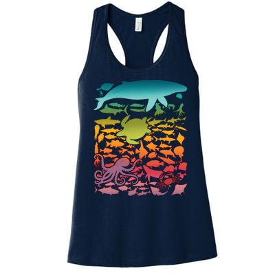 Cool Rainbow Ocean Sea Life Women's Racerback Tank