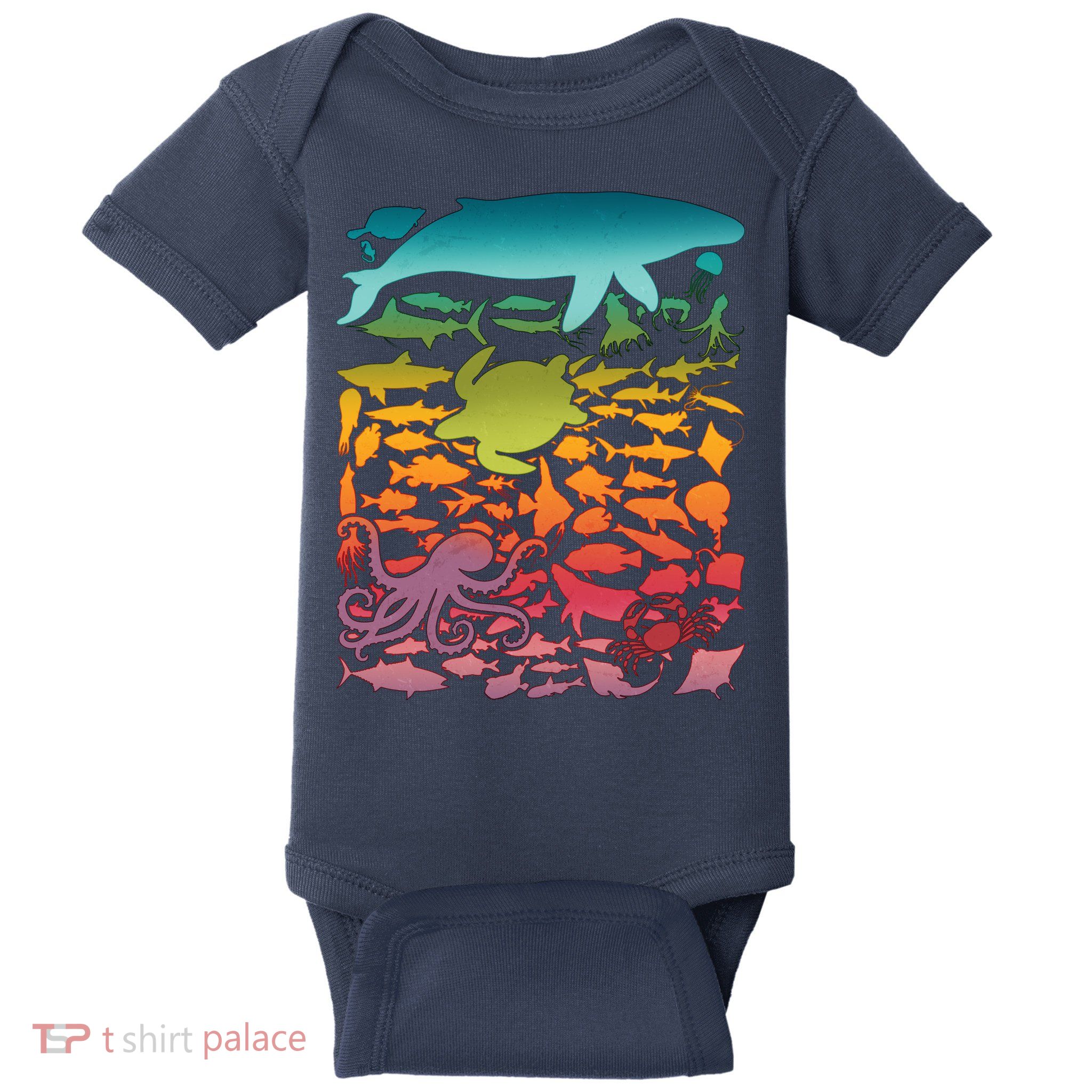 Cool Rainbow Ocean Sea Life Baby Bodysuit