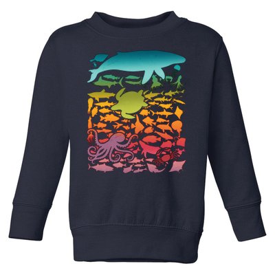 Cool Rainbow Ocean Sea Life Toddler Sweatshirt