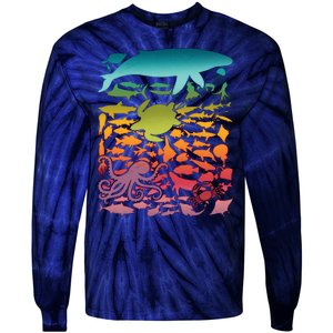 Cool Rainbow Ocean Sea Life Tie-Dye Long Sleeve Shirt