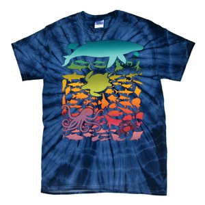 Cool Rainbow Ocean Sea Life Tie-Dye T-Shirt