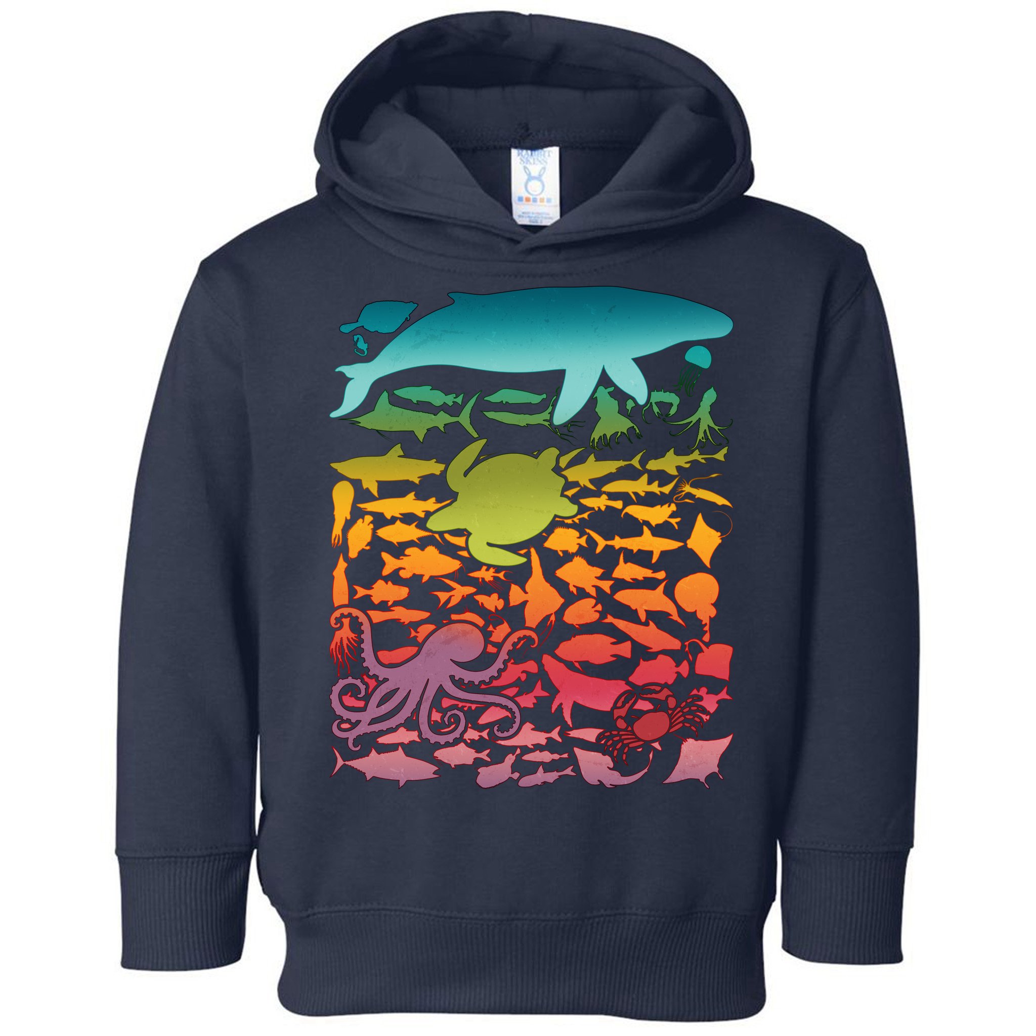 Cool Rainbow Ocean Sea Life Toddler Hoodie